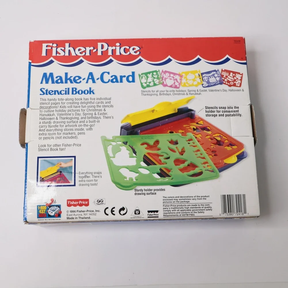 Vintage 1996 Fisher Price Make-A-Card Stencil Book 72418 Holiday‎ Art Toy Boxed